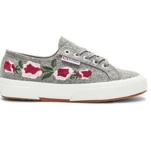 Superga Wool Floral-Appliqué Sneakers